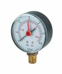 Reliance Pressure Gauge 50mm Dial 0-6 Bar - 1/4"" MBSP Back Inlet GAGE 250 001