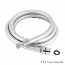 Crosswater Design Smooth Matt Silver PVC 1.47m Male To Female Shower Hose - R2808