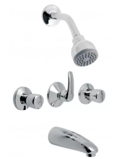 Vado Concealed 2 Way Bath Shower Mixer Wall Mounted With Spout With Fixed Shower Head And Arm - WAR-224/CD+H-C/P